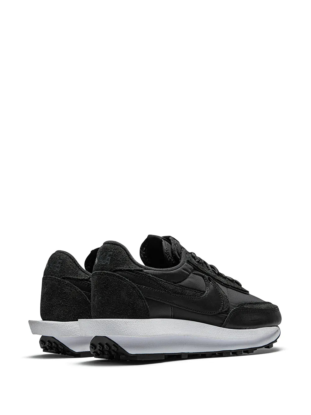 X Sacai Ldwaffle Black Nylon Sneakers