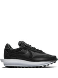 X Sacai Ldwaffle Black Nylon Sneakers