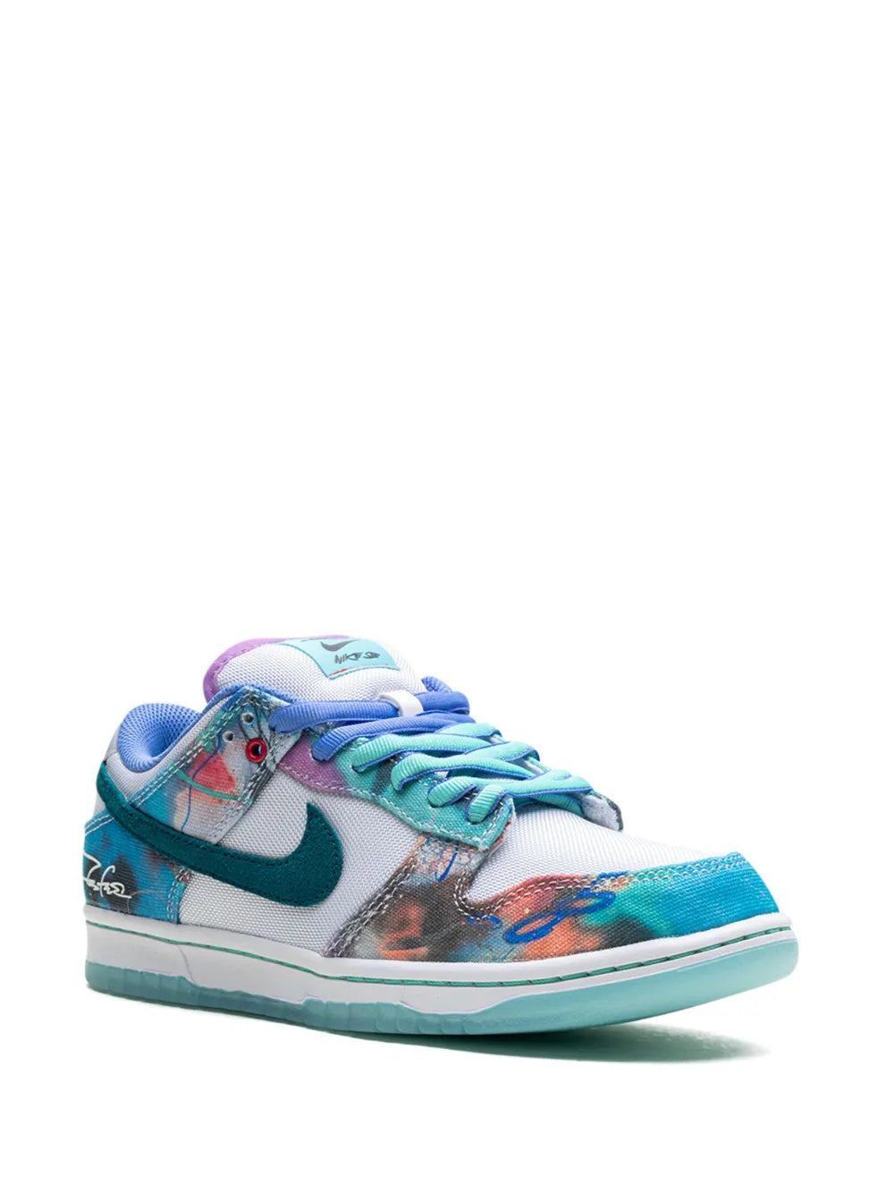 X Futura Laboratories Sb Dunk Low Bleached Aqua Sneakers